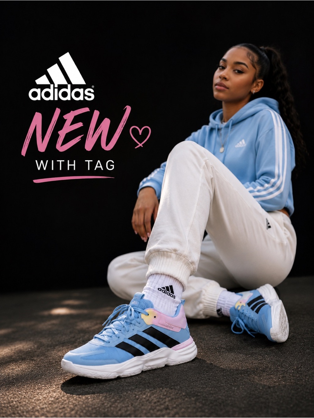Adidas Women's Court Stabil Sneakers Shoes Athletic Sz  7.5 blue pink yellow NWT